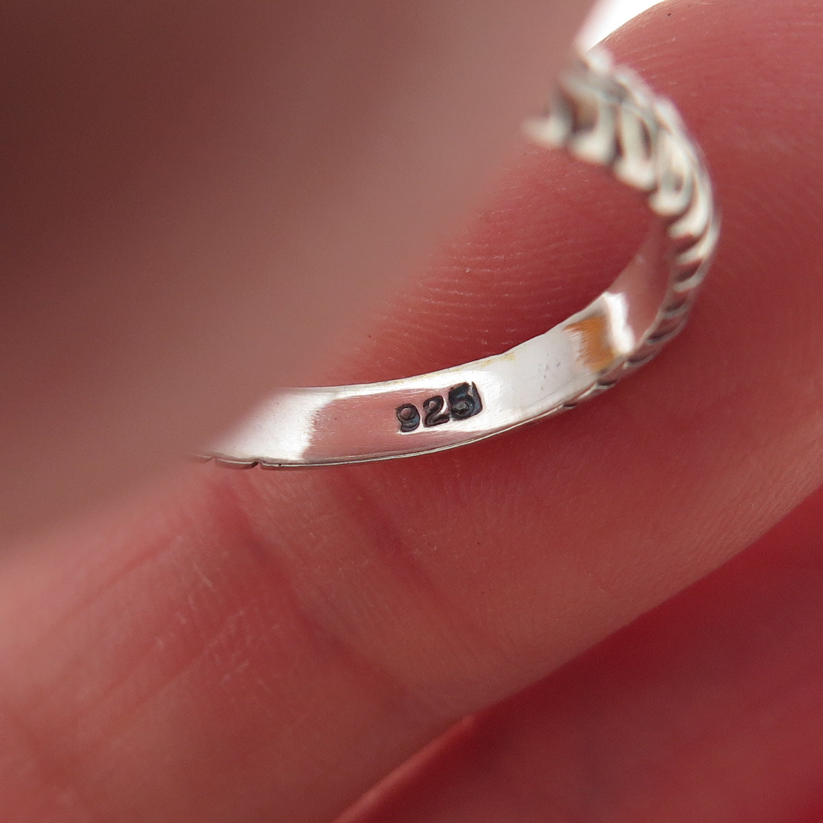 925 Sterling Silver Vintage Ribbed Stackable Oxidized Band Ring Size 6
