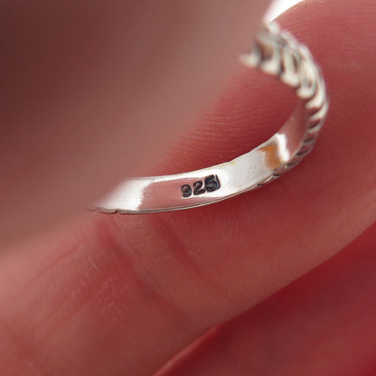925 Sterling Silver Vintage Ribbed Stackable Oxidized Band Ring Size 6
