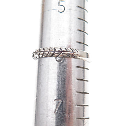 925 Sterling Silver Vintage Ribbed Stackable Oxidized Band Ring Size 6