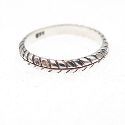 925 Sterling Silver Vintage Ribbed Stackable Oxidized Band Ring Size 6