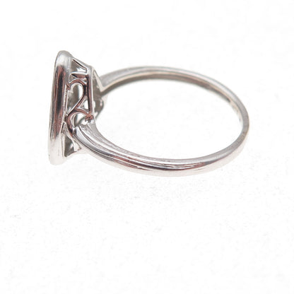 925 Sterling Silver Real Round-Cut Diamond Triangle Ring Size 7