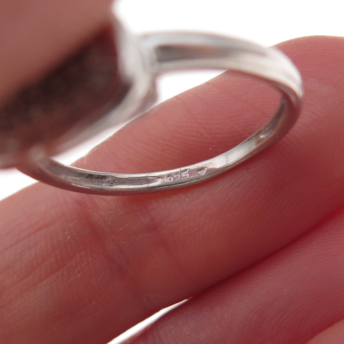 925 Sterling Silver Real Round-Cut Diamond Triangle Ring Size 7