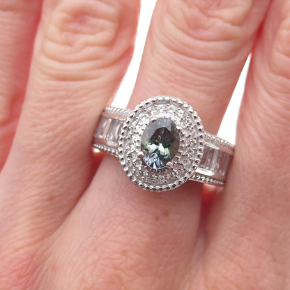 Chuck Clemency 925 Sterling Silver Real Iolite & White Topaz Ring Size 8.25