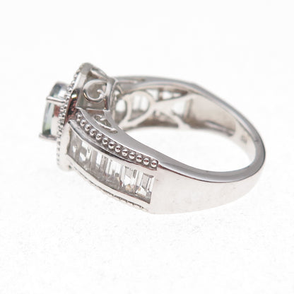 Chuck Clemency 925 Sterling Silver Real Iolite & White Topaz Ring Size 8.25