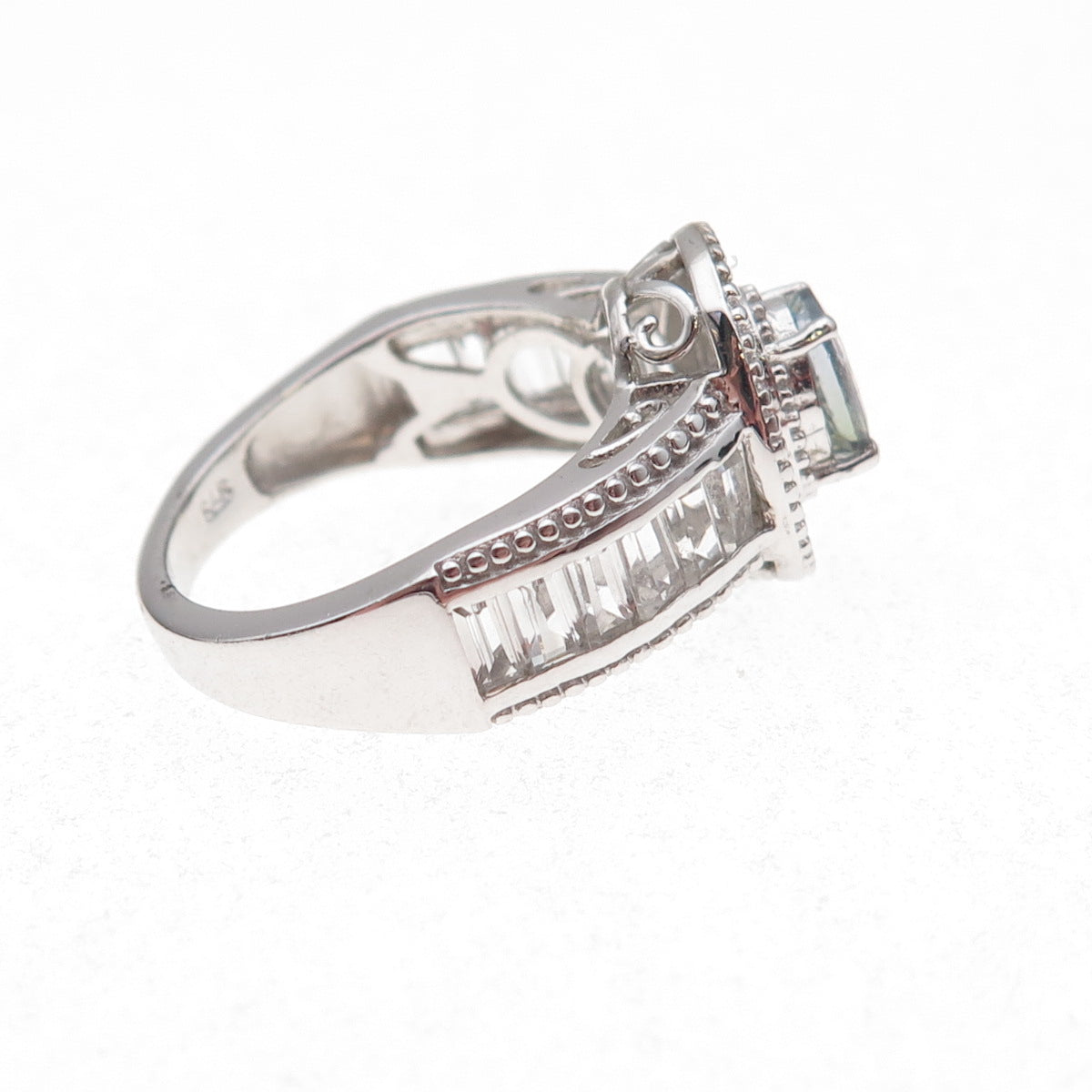 Chuck Clemency 925 Sterling Silver Real Iolite & White Topaz Ring Size 8.25
