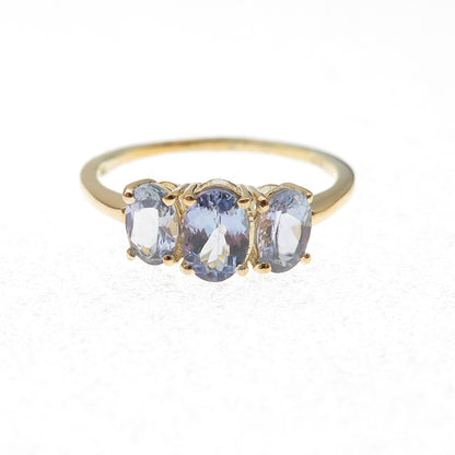 Chuck Clemency 925 Sterling Silver Gold Plated Real Tanzanite Ring Size 8.25