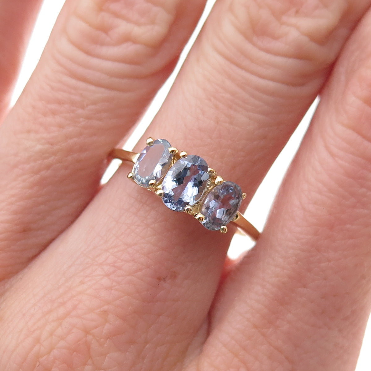 Chuck Clemency 925 Sterling Silver Gold Plated Real Tanzanite Ring Size 8.25
