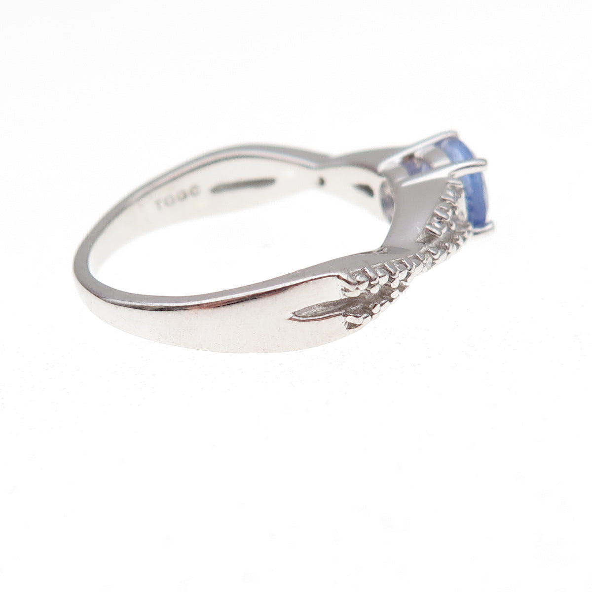 925 Sterling Silver Real Round-Cut Diamond & Tanzanite Ring Size 8