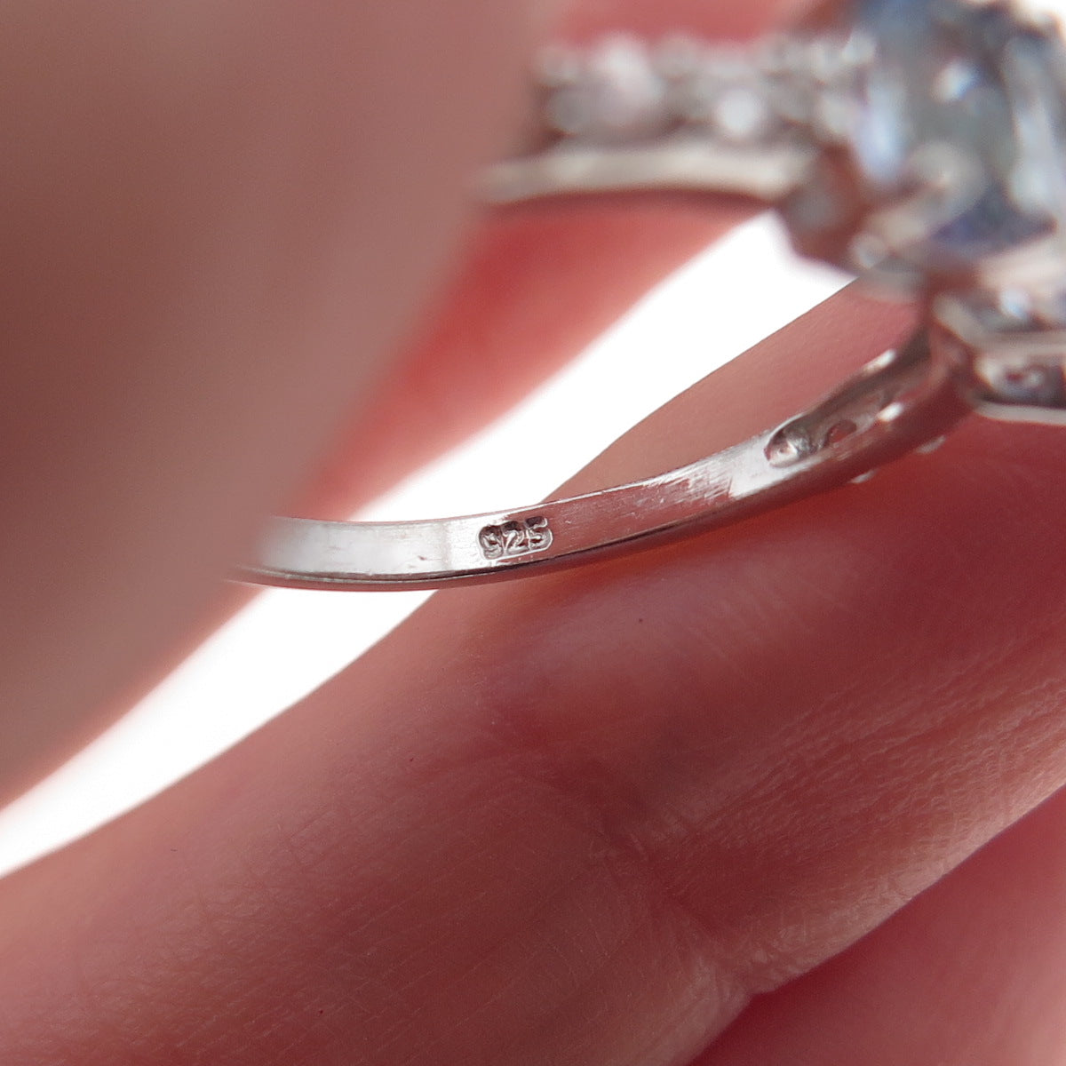 Chuck Clemency 925 Sterling Silver Real Tanzanite & White Topaz Ring Size 8.25