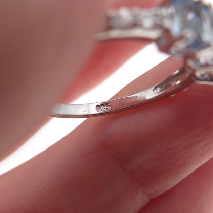 Chuck Clemency 925 Sterling Silver Real Tanzanite & White Topaz Ring Size 8.25
