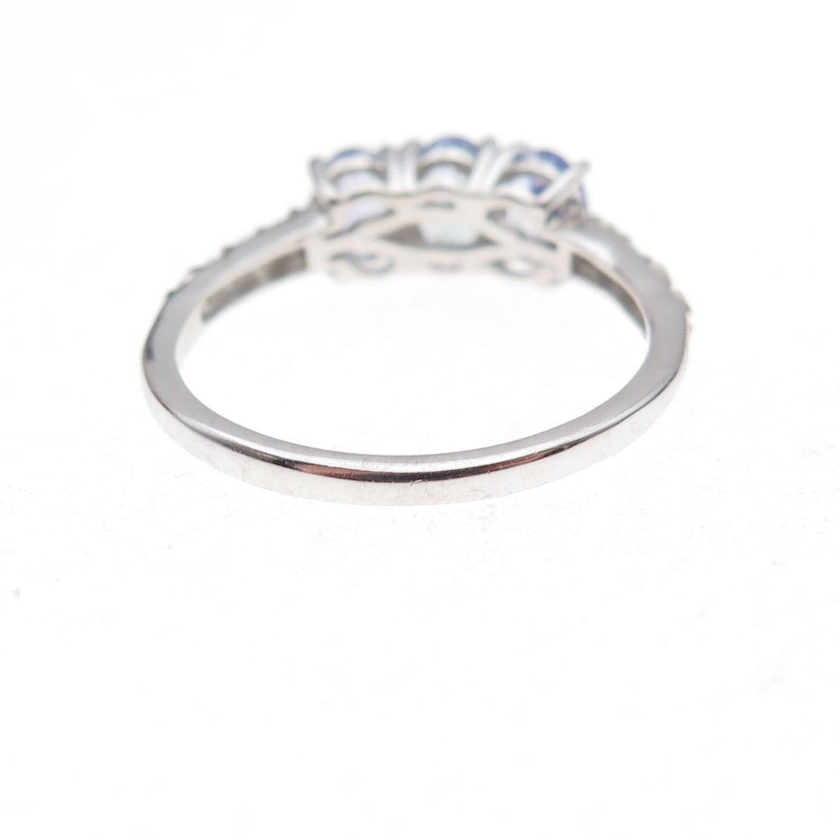 Chuck Clemency 925 Sterling Silver Real Tanzanite & White Topaz Ring Size 8.25